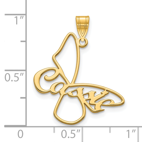Sterling Silver/Gold-plated Small Butterfly with Name on Wings Pendant - Picture 2 of 2